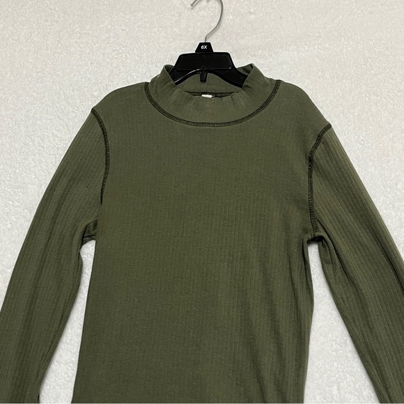 INTIMATELY FREE PEOPLE Rickie Top Ribbed Mock Neck Long Sleeve Royal Army Small - Picture 1 of 13